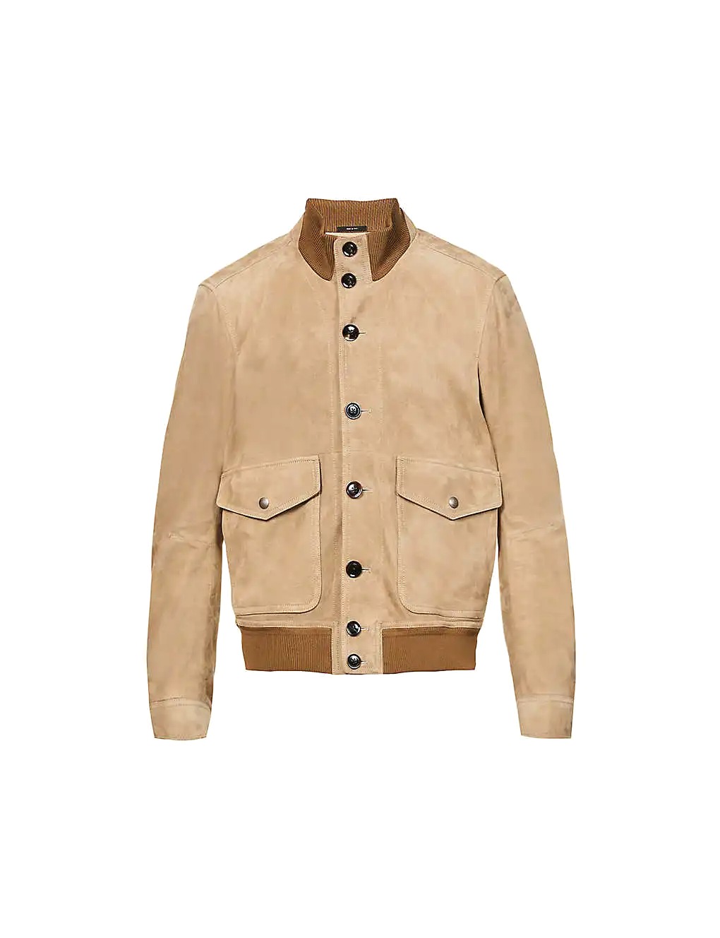 ÁO TOM FORD Funnel-neck relaxed-fit suede bomber jacket