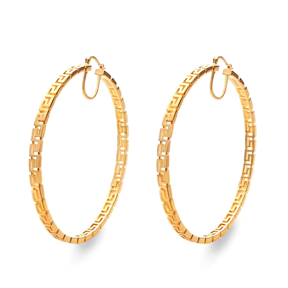 BÔNG TAI Versace Women Large Greca Hoop Earrings-Gold