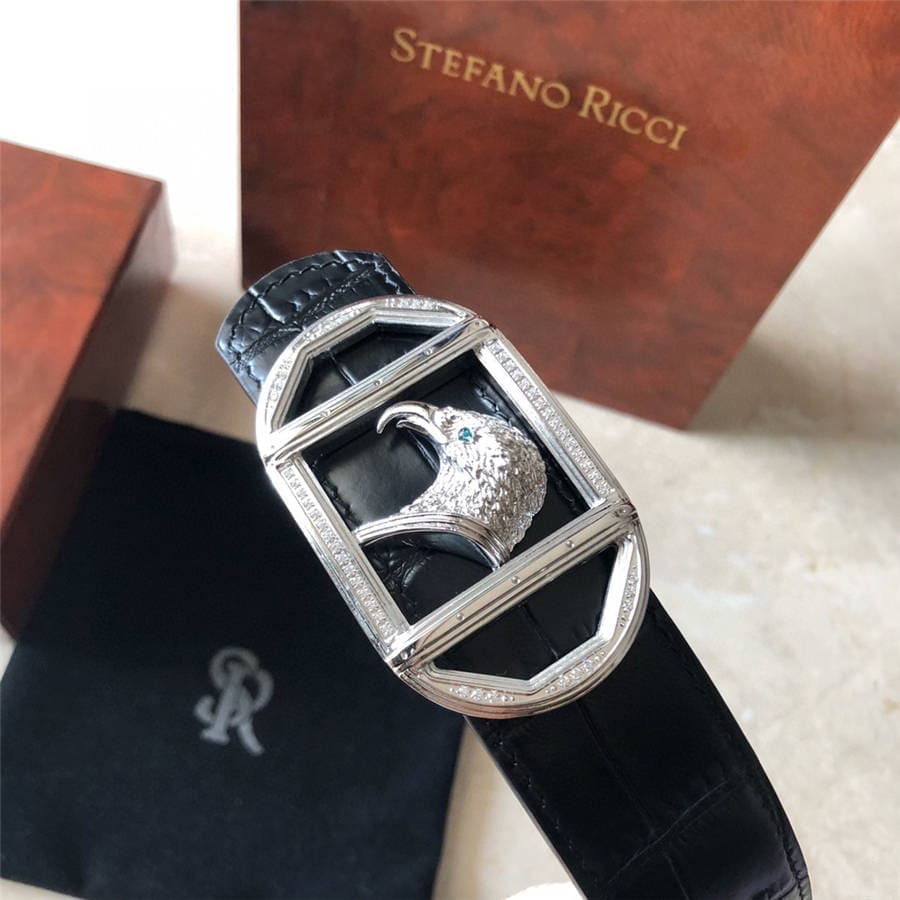 DÂY LƯNG STEFANO RICCI CROCODILE LEATHER DA CÁ SẤU Belt Khóa bạc