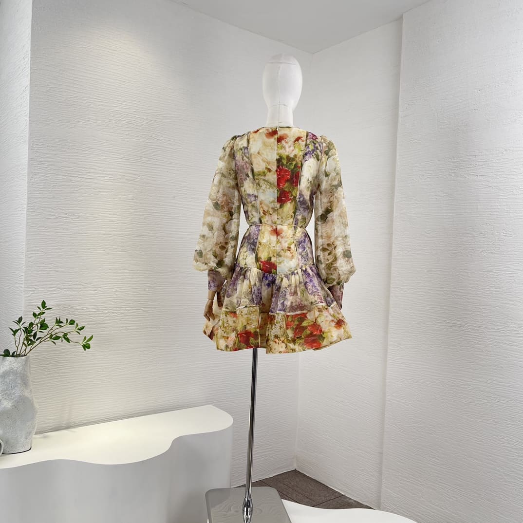 VÁY ZIMMERMANN Multi Color Floral Pirnt Vintage Mini Dress High Classy