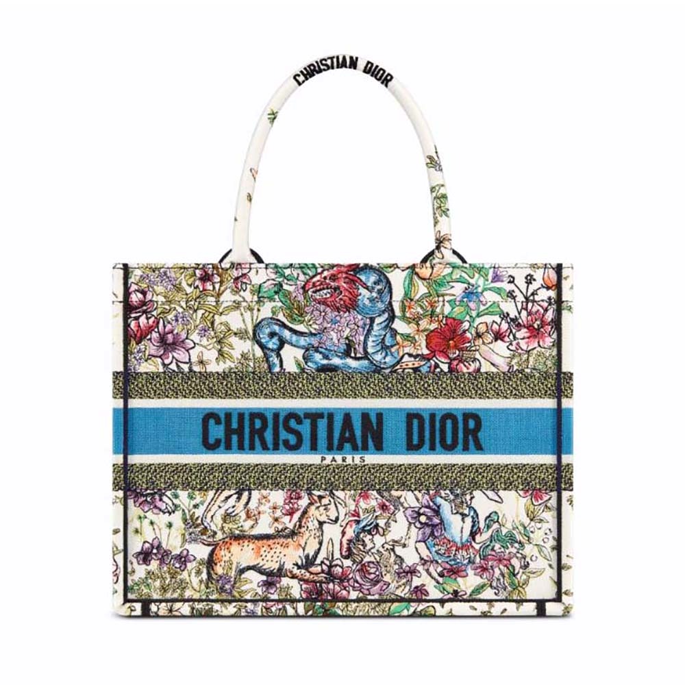 CHRISTIAN DIOR BOOK TOTE LIMITED EDITION EMBROIDERED COTTON Bag Large  Size New  eBay