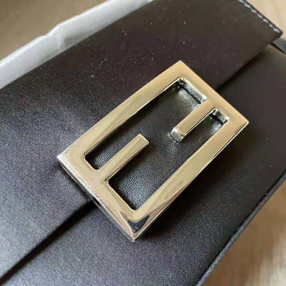 TÚI Fendi Women Baguette Phone Pouch Black Silk Pouch