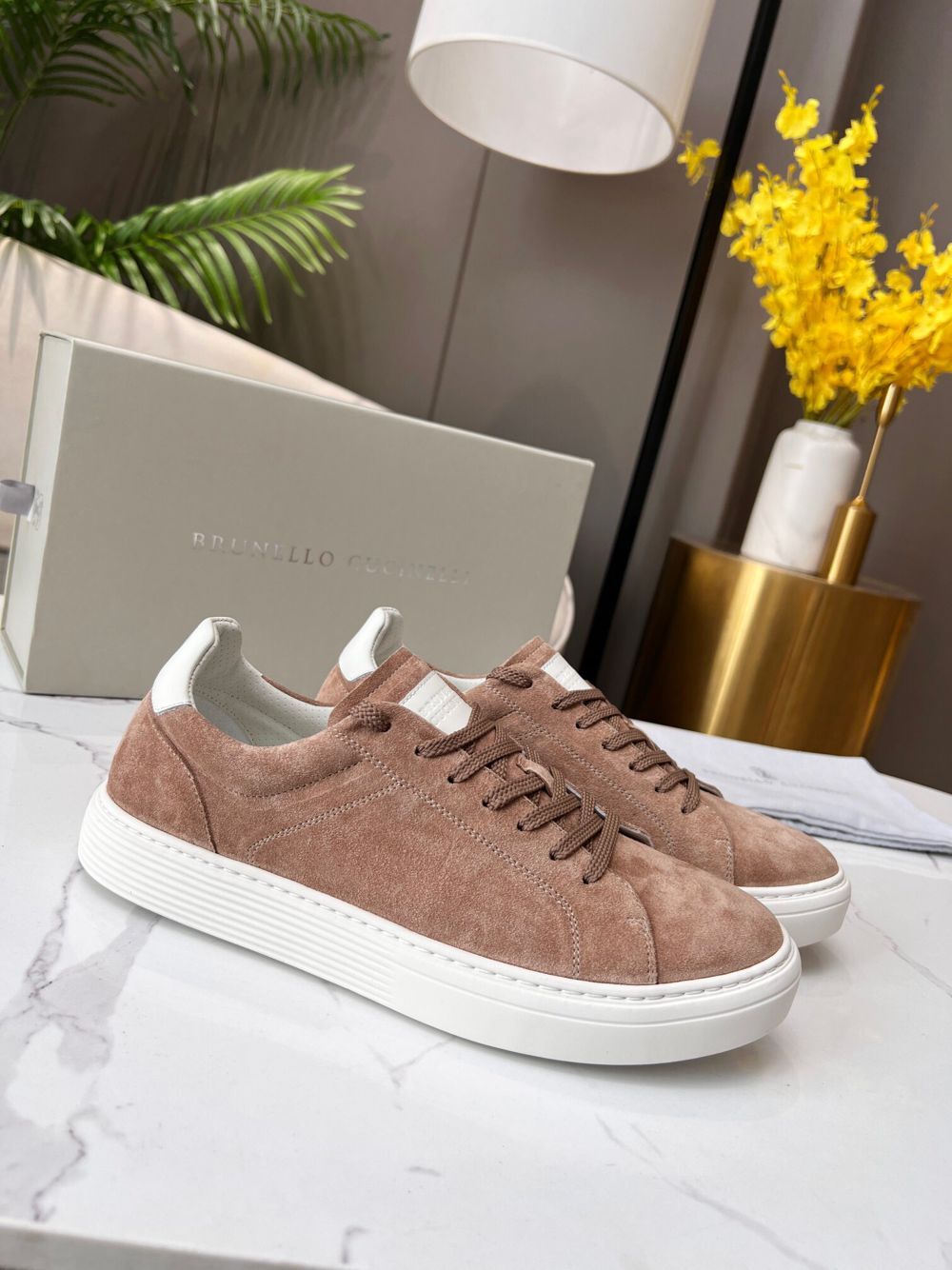 GIÀY BRUNELLO CUCINELLI Suede Brown Sneaker shoes