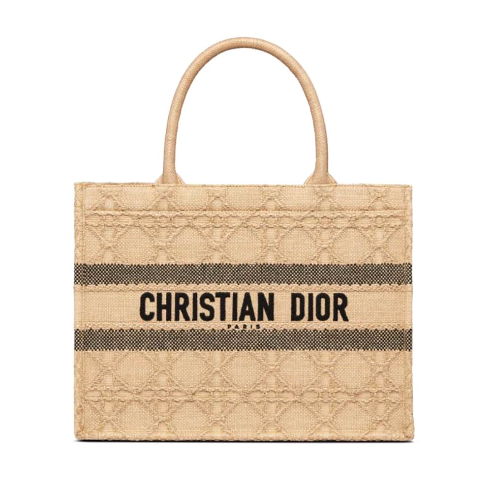 TÚI Dior Women Medium Dior Book Tote Natural Cannage Raffia