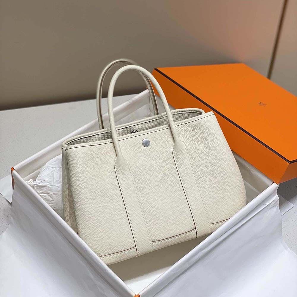 Túi Hermes Unisex Garden Party 30 Voyage Bag-White