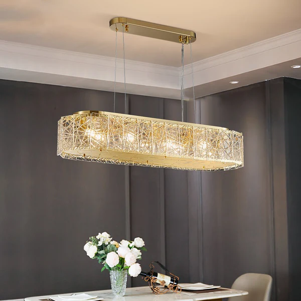 ĐÈN CHÙM Leslie Modern Textured Frosted Glass And Copper Bar Chandelier