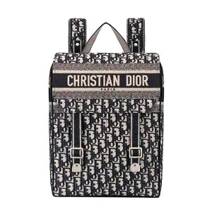 BALO Dior Backpack Blue Dior Oblique Embroidery