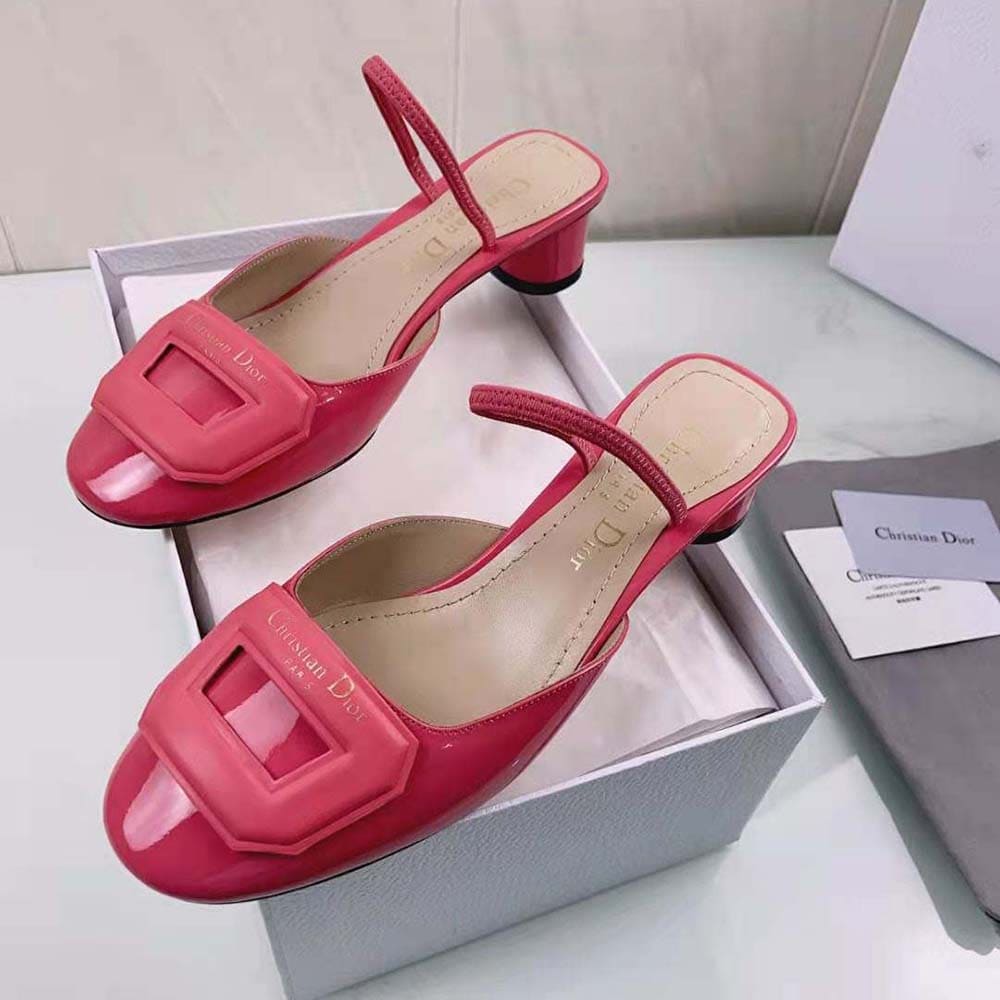 GIÀY Dior Women Day Slingback Pump Indy Pink Patent Calfskin