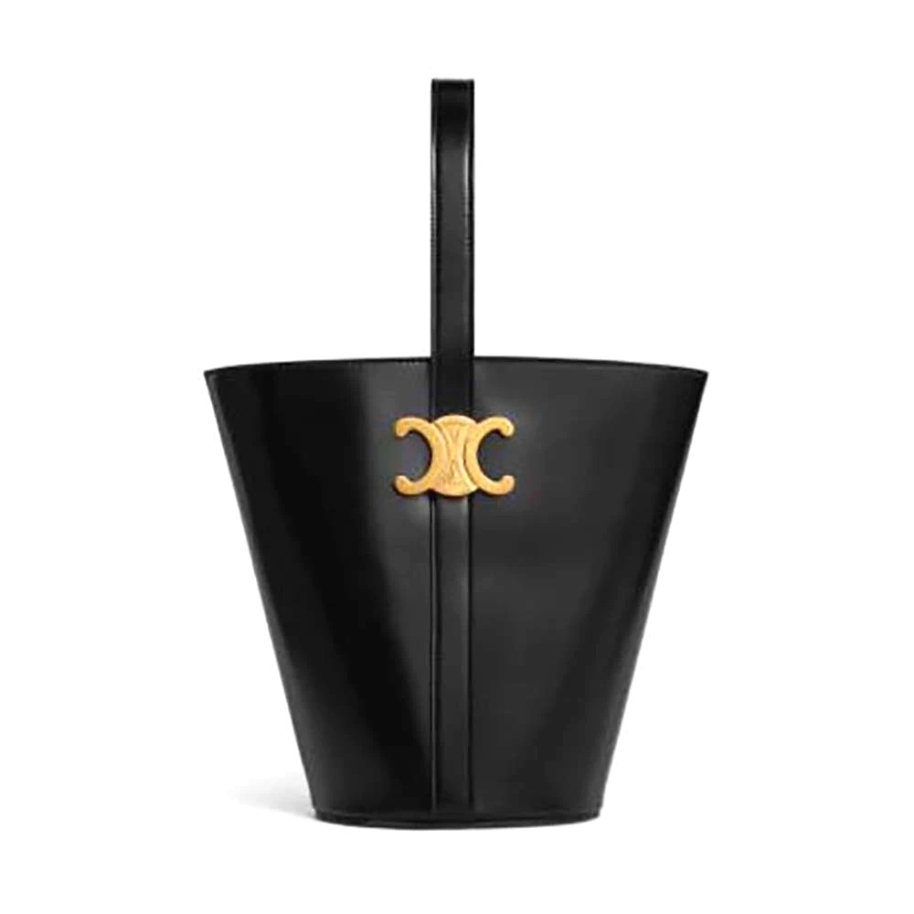 TÚI Celine Women Bucket Triomphe in Shiny Calfskin-Black