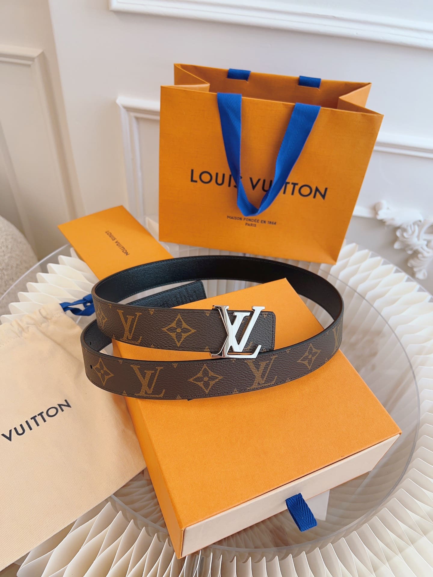 DÂY LƯNG LOUIS VUITTON BLACK BROWN MONOGRAM LEATHER Khóa bạc