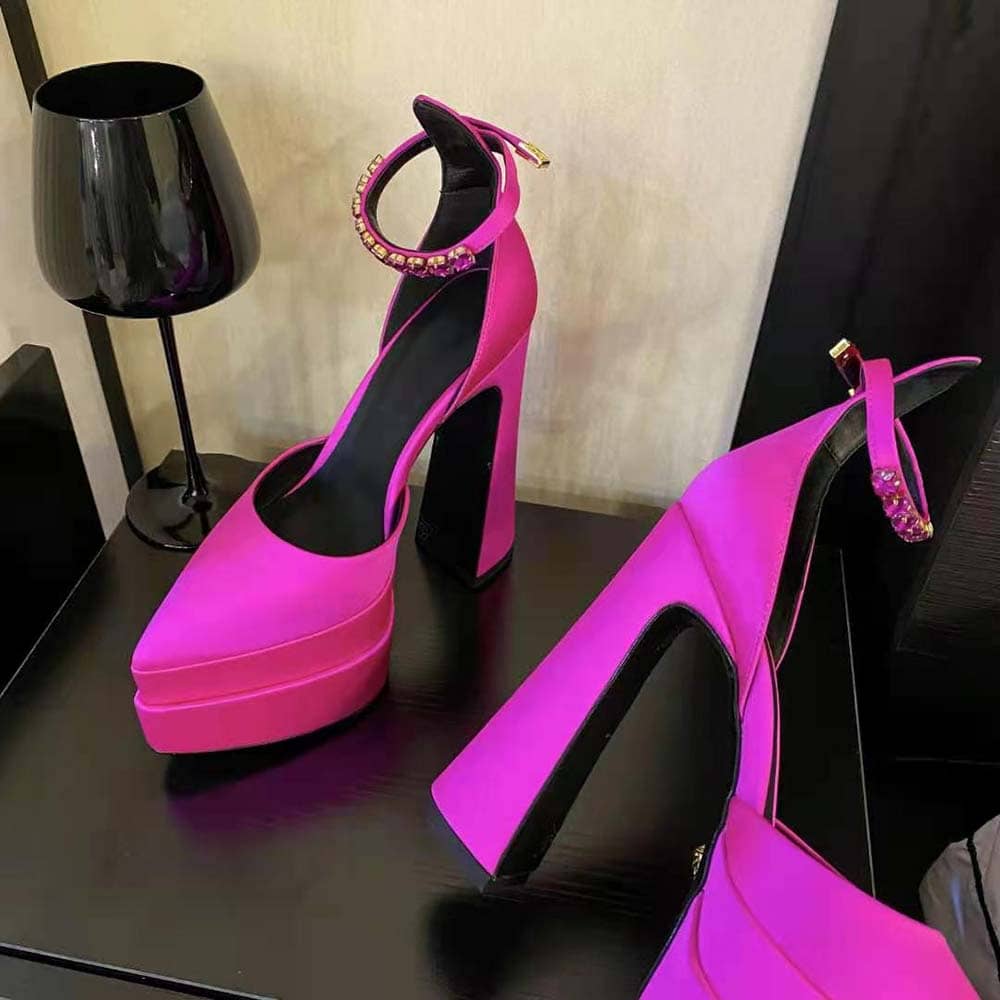 GIÀY Versace Women Aevitas Pointy Platform Pumps in 16cm Heel Height-Pink