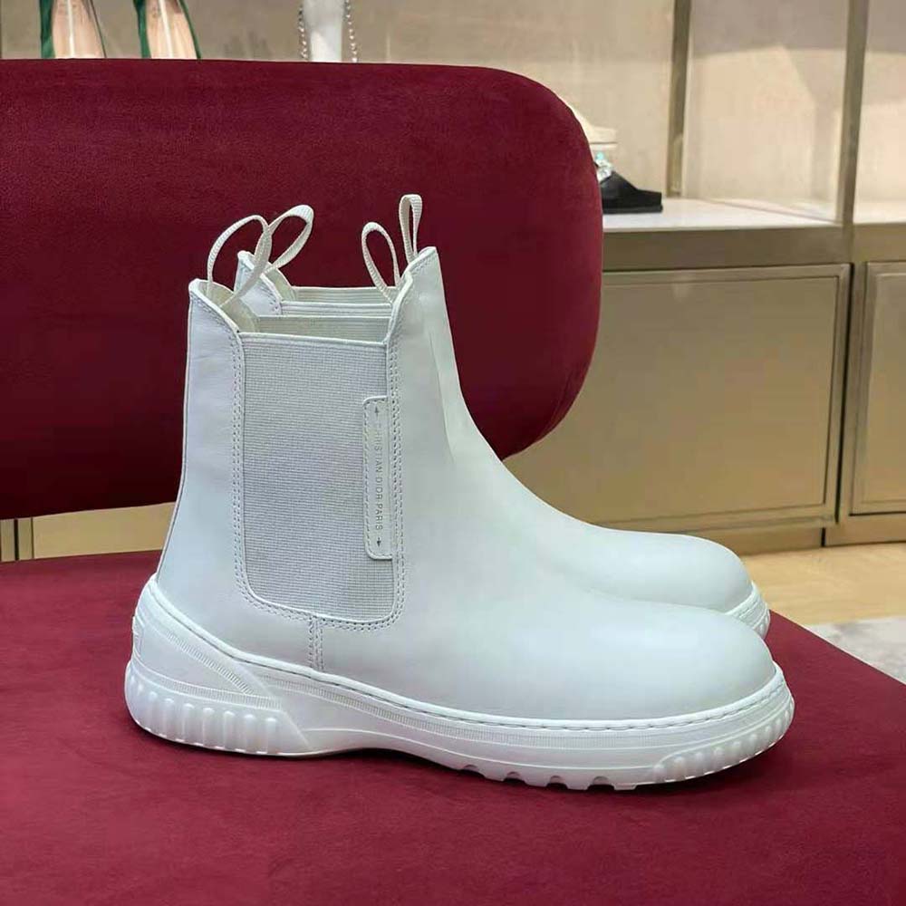 GIÀY Dior Men D-Racer Ankle Boot White Calfskin