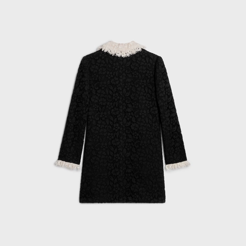 VÁY CELINE TRAPEZE MINI DRESS IN FLORAL GUIPURE BLACK