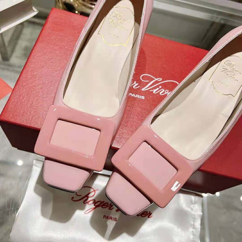 GIÀY Roger Vivier Women Patent Leather Belle Vivier Pumps-Pink