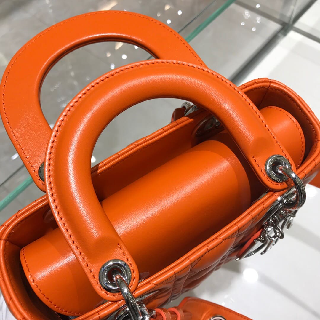 TÚI CHRISTIAN DIOR Lady Dior Bag Orange Cannage Lambskin Top Quality