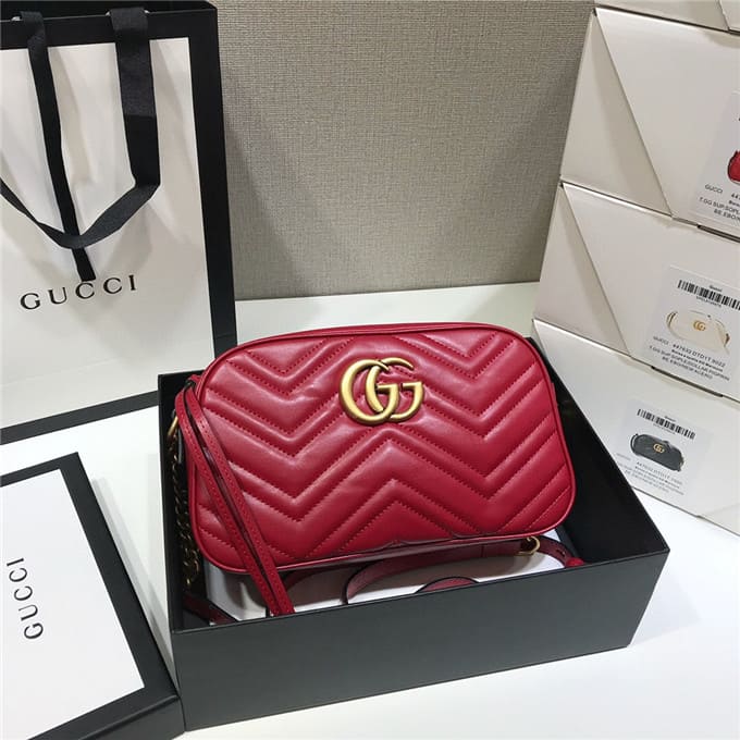 TÚI Gucci GG marmont small matelasse shoulder bag red Top Quality