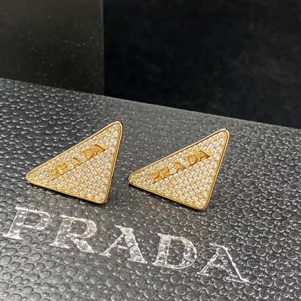 Bông tai Prada Crystal Logo Jewels Zirconia Earrings