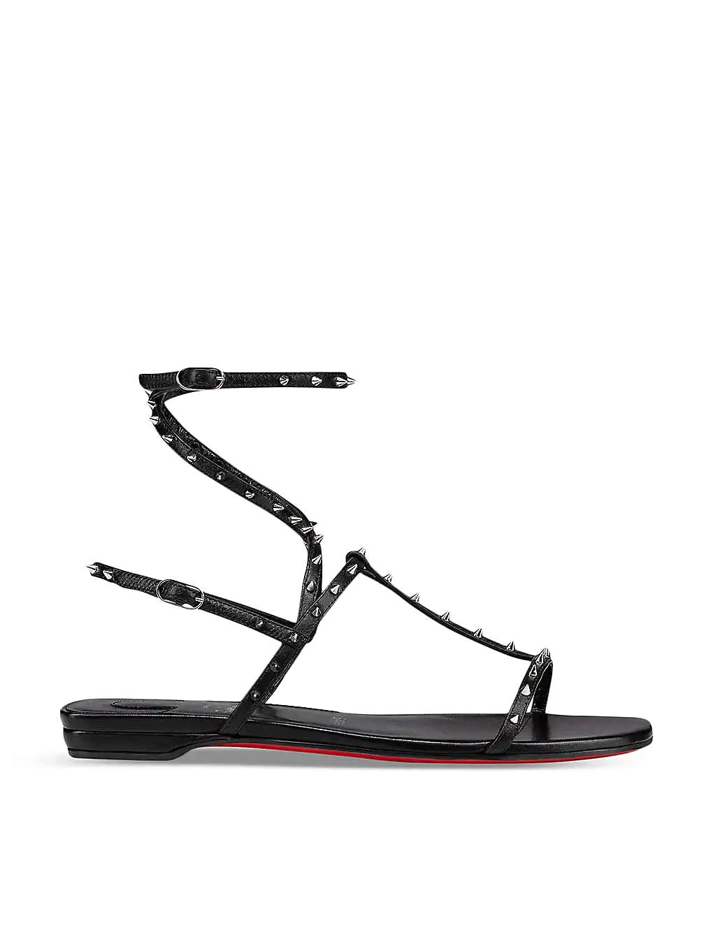 DÉP CHRISTIAN LOUBOUTIN Bombinetta Spikes flat leather sandals