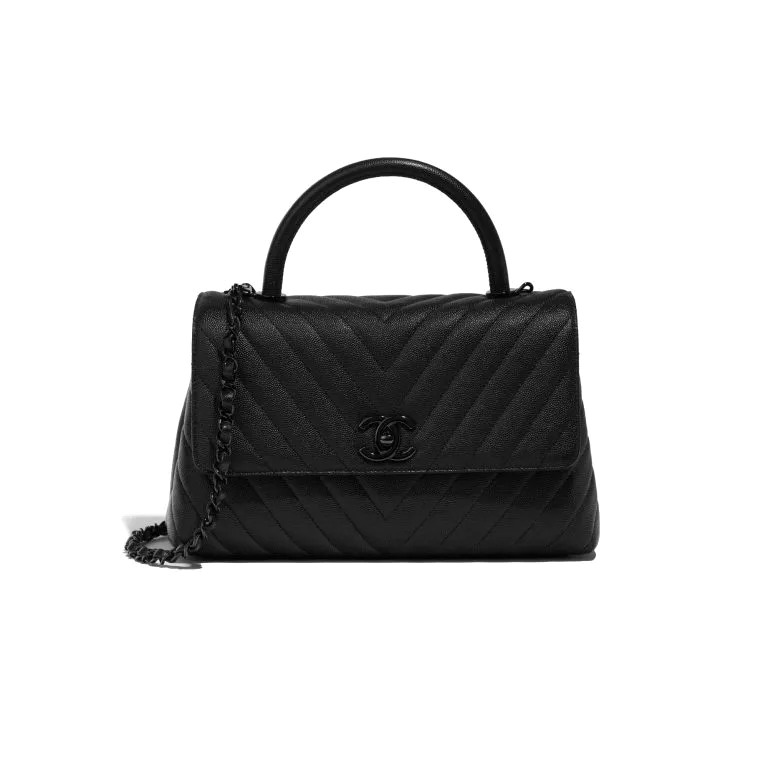 Chanel So Black Chevron Quilted Caviar Mini Coco Top Handle Bag  myGemma   Item 115381