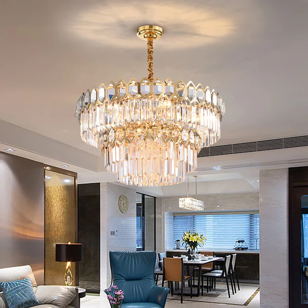 ĐÈN CHÙM Melissa Mirror Detailed Four Tier Round Crystal Chandelier