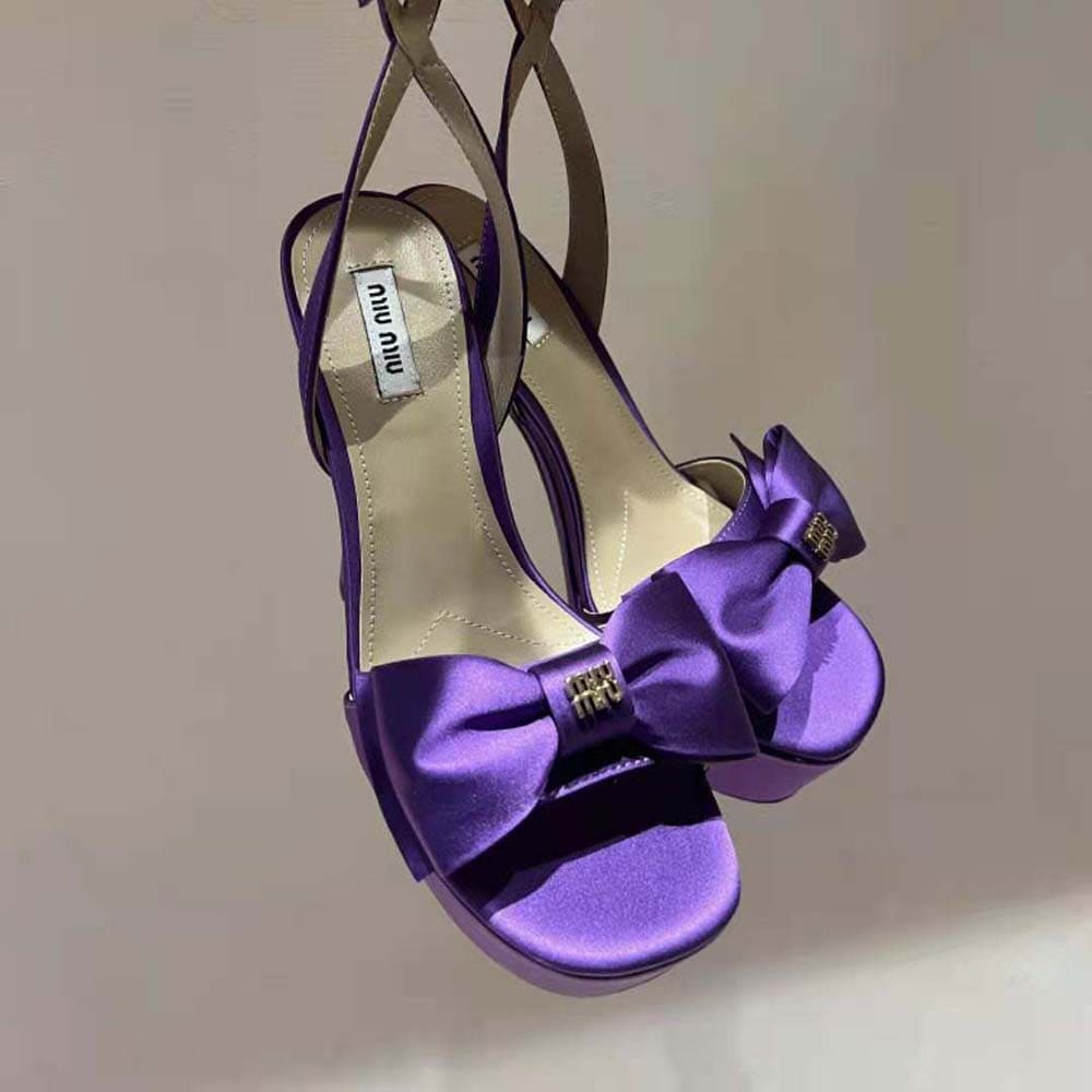 GIÀY Miu Miu Women Satin Platform Sandals 135 mm Heel Height-Purple