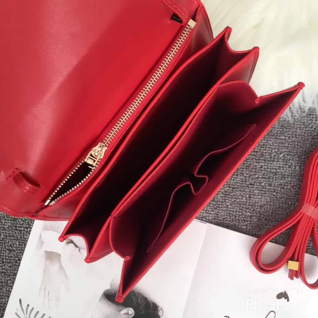 TÚI Celine Medium Classic Bag in Box Calfskin Leather-Red