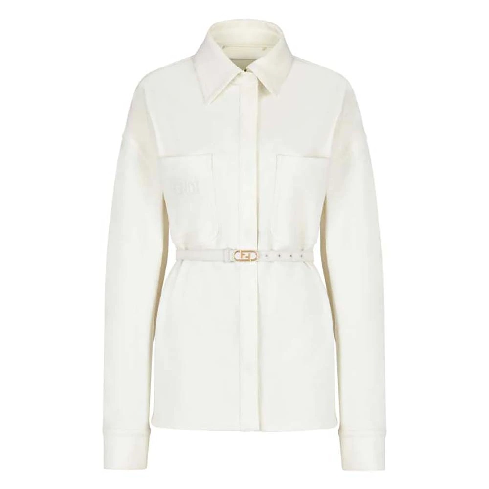 ÁO Fendi Women Single-breasted Go-To White Denim Go-To Jacket