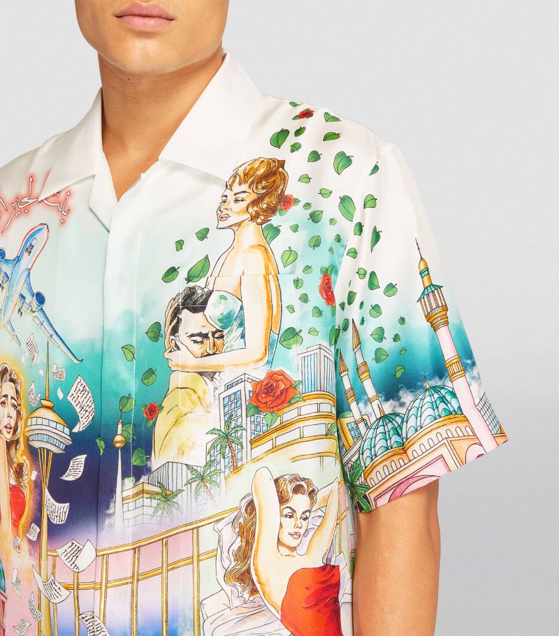 ÁO CASABLANCA  Silk Graphic Print Short-Sleeve Shirt