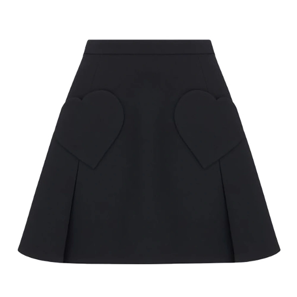 Chân váy Dior Dioramour Miniskirt with Heart-Shaped Pockets Black Wool and Silk