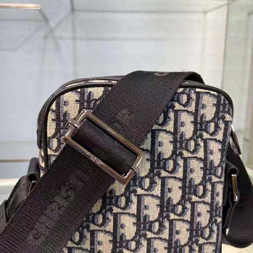TÚI DIOR Messenger Pouch Beige and Black Dior Oblique Jacquard