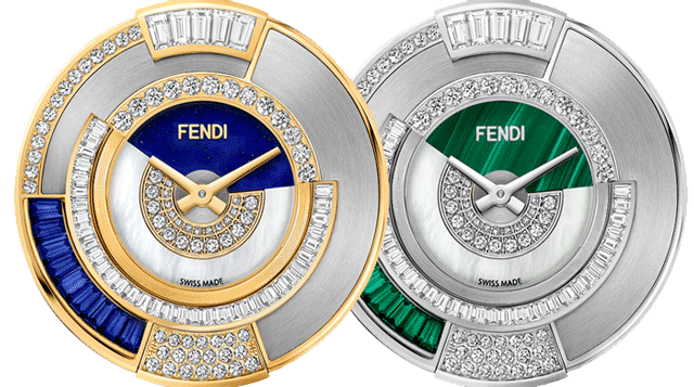 FENDI  FF-Motif Analog Leather Watch