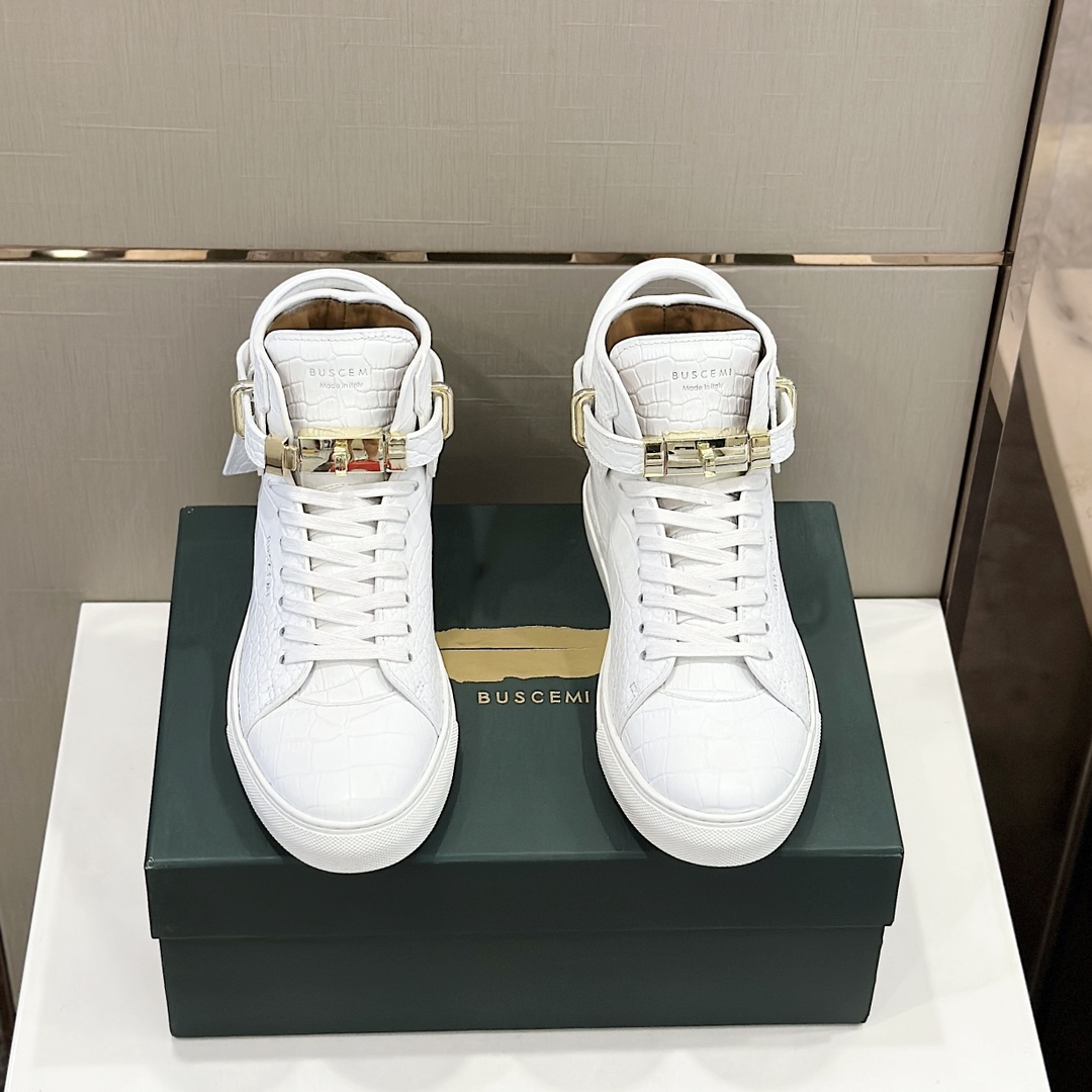 GIÀY BUSCEMI WHITE HIGH TOP SHOES AAA