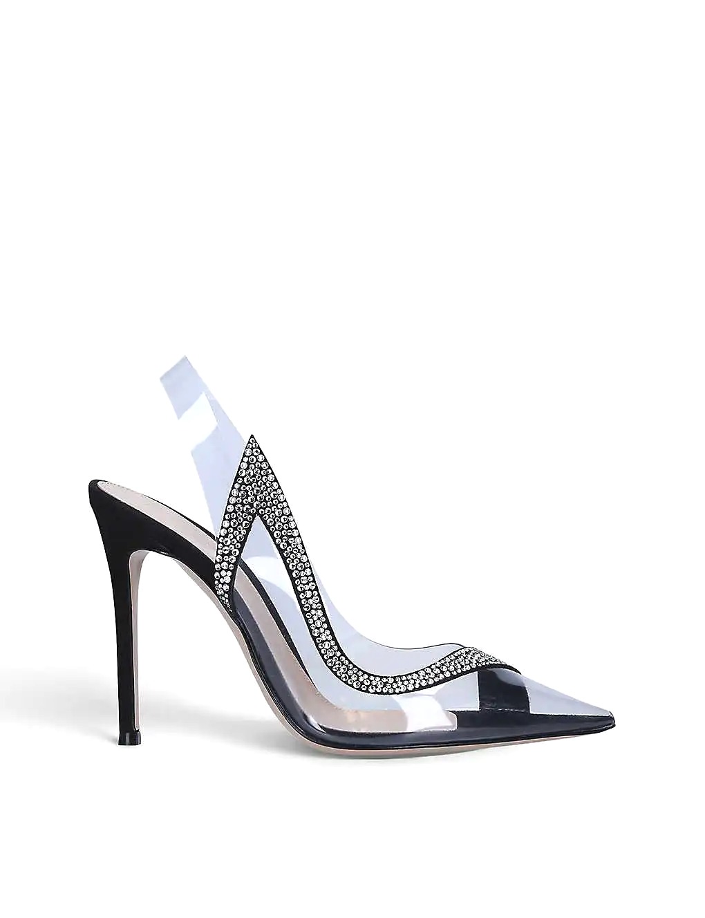 GIÀY GIANVITO ROSSI Hortensia 105 crystal-embellished PVC and leather slingbacks