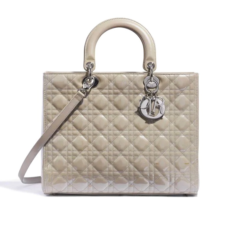 TÚI Dior Lady Large Patent Leather Gris