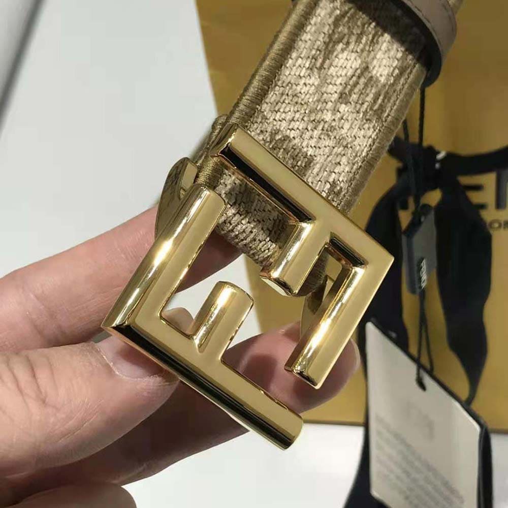 DÂY LƯNG Fendi Women Dove FF Jacquard Fabric Belt