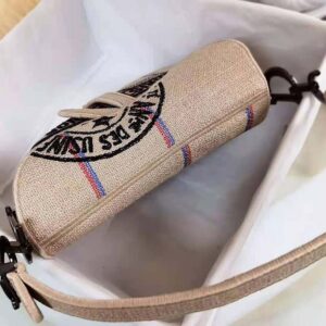 TÚI Dior Women Saddle Bag Beige Jute Canvas Embroidered with Dior Union Motif
