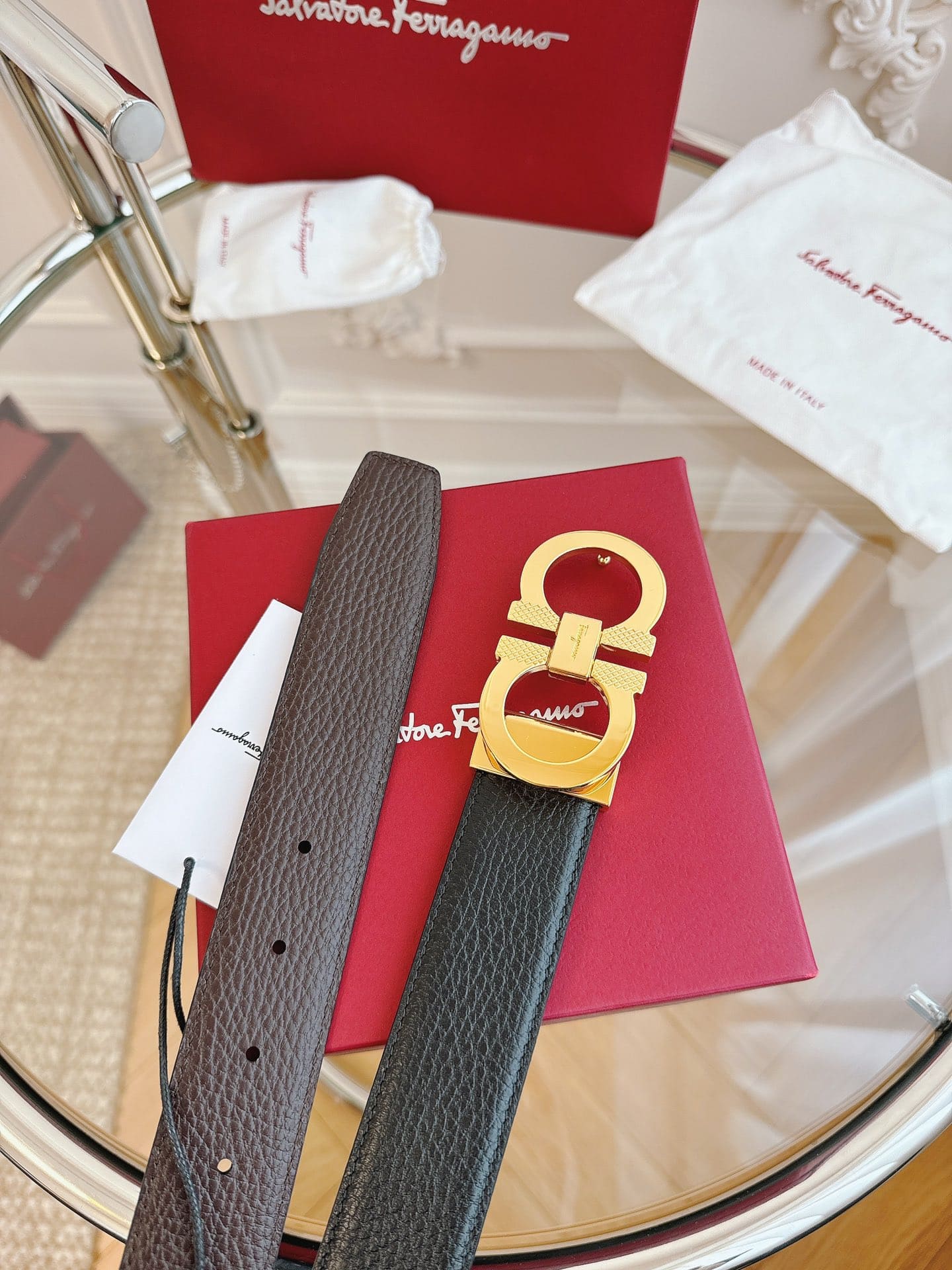 DÂY LƯNG Salvatore Ferragamo Adjustable Gancini Belt Khóa đen