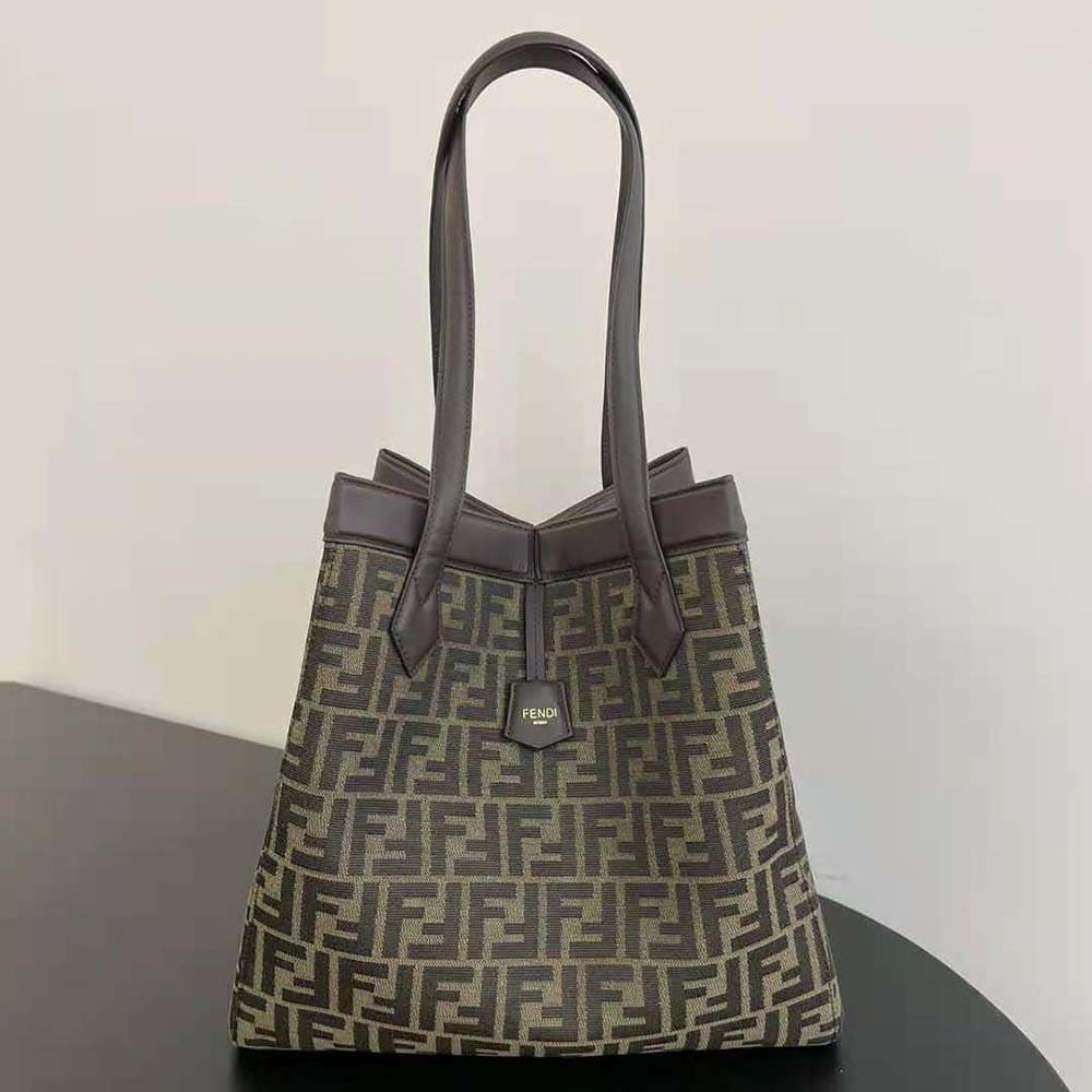 TÚI Fendi Women Origami Large Brown FF Jacquard Fabric Bag that can be Transformed