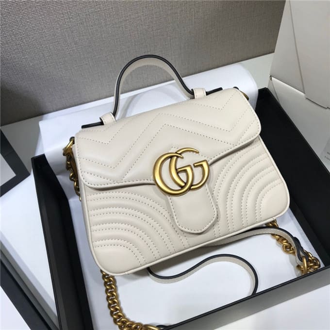TÚI Gucci GG marmont mini top handle bag white Top Quality