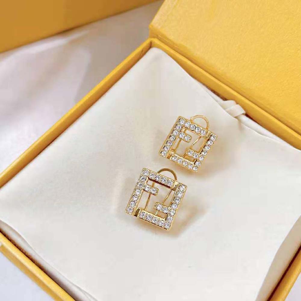 Bông tai Fendi Women FF Earrings Gold-Colored