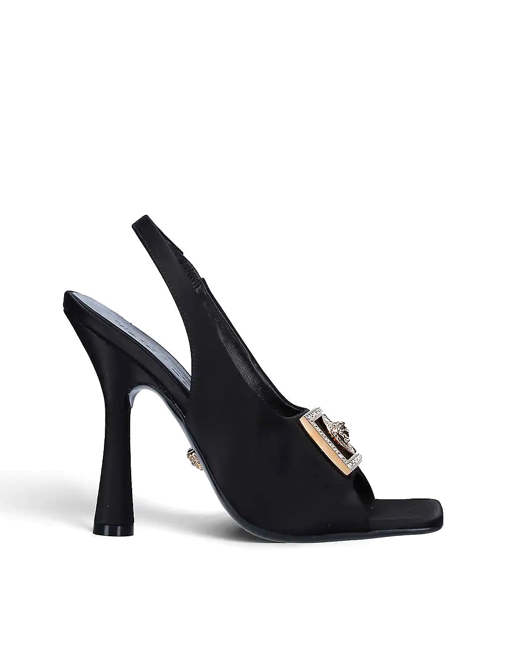 GIÀY VERSACE Medusa logo-embellished satin slingback sandals