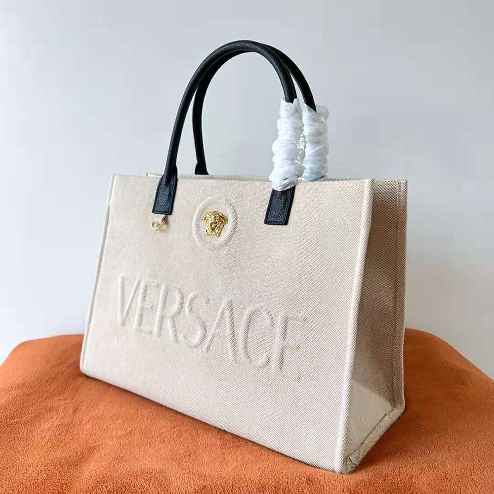 TÚI Versace Women La Medusa Canvas Large Tote Bag-Beige