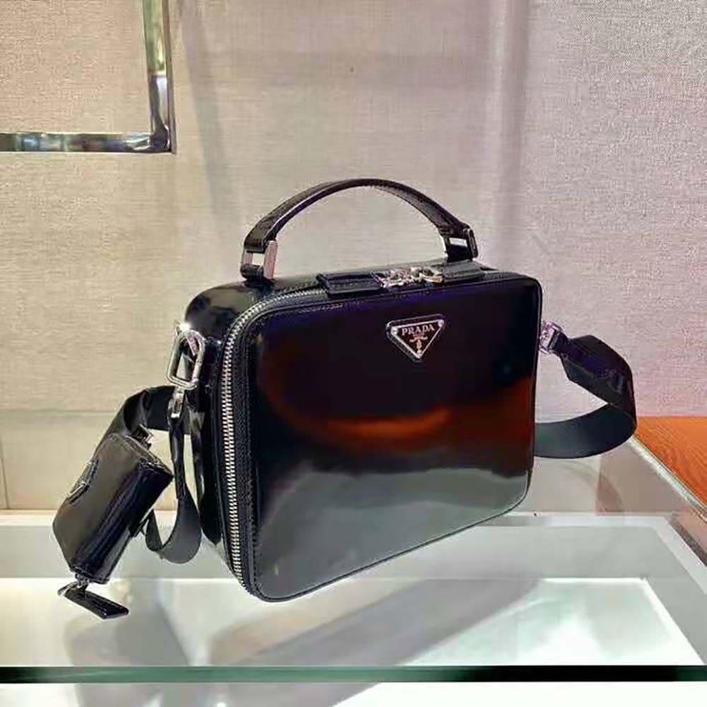 TÚI Prada Women Prada Brique Brushed Leather Bag-Black