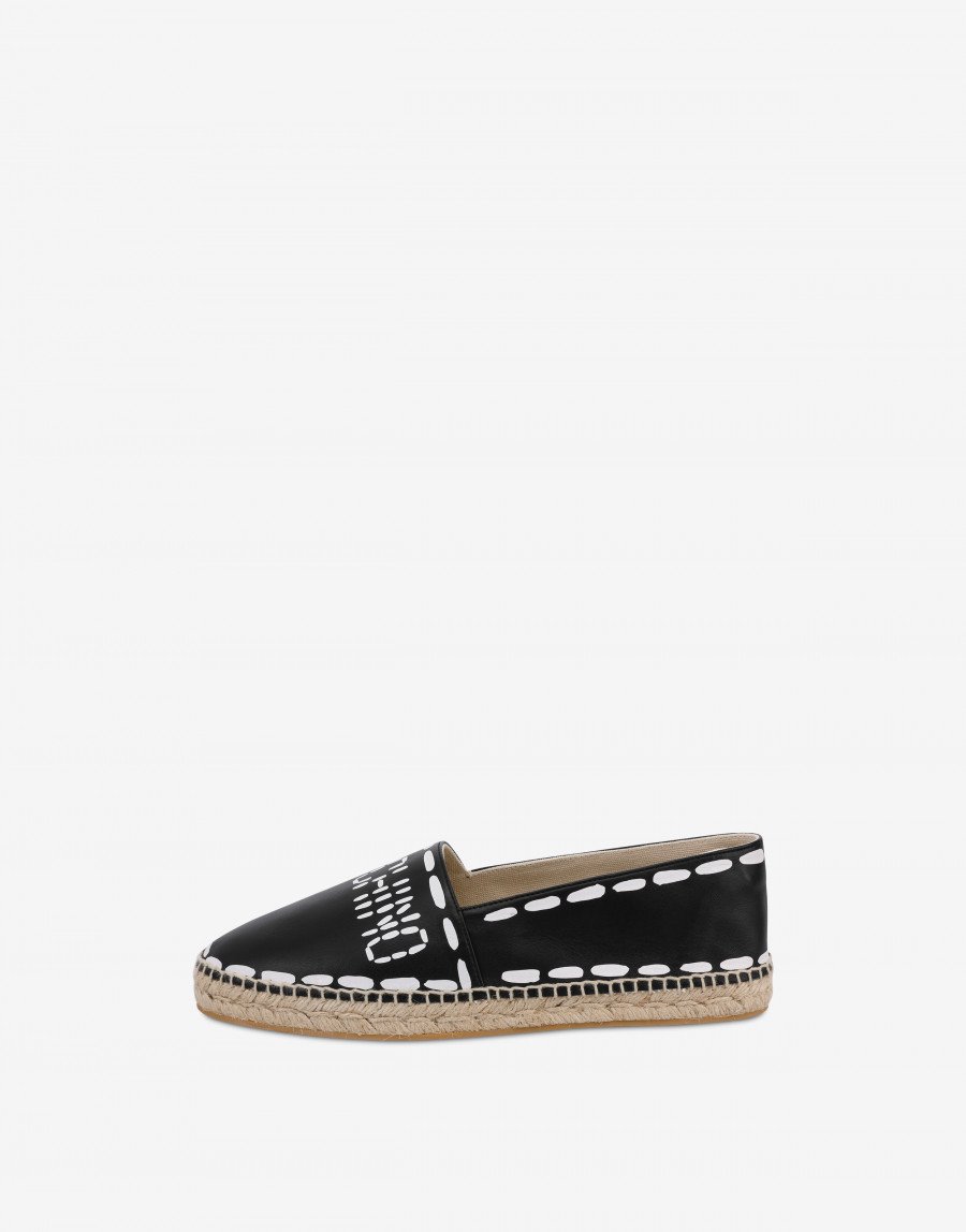 GIÀY MOSCHINO LEATHER ESPADRILLES WITH STITCHING LOGO