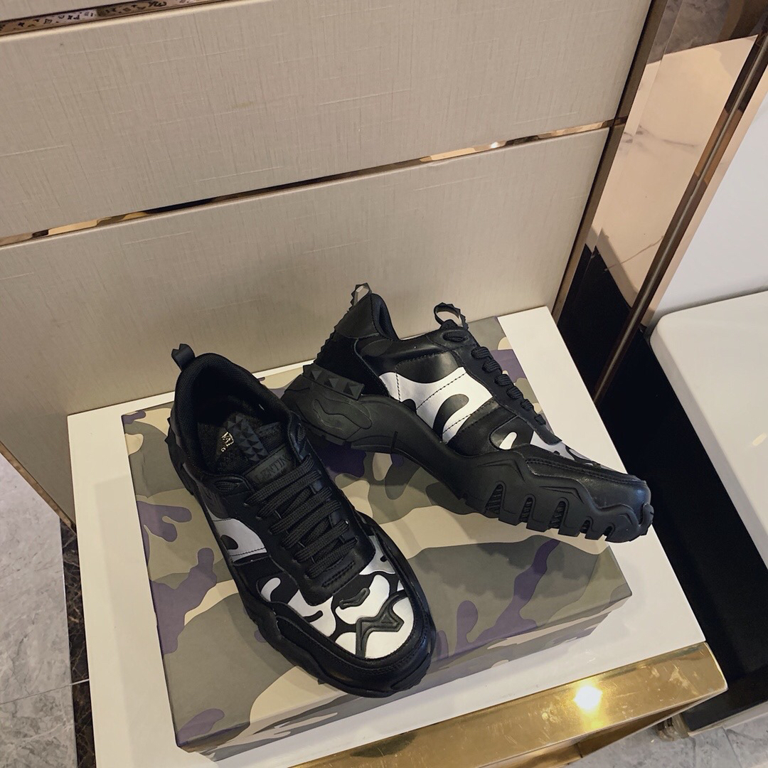 GIÀY VALENTINO CAMOULFLAGE LEATHER SNEAKER SHOES AAA