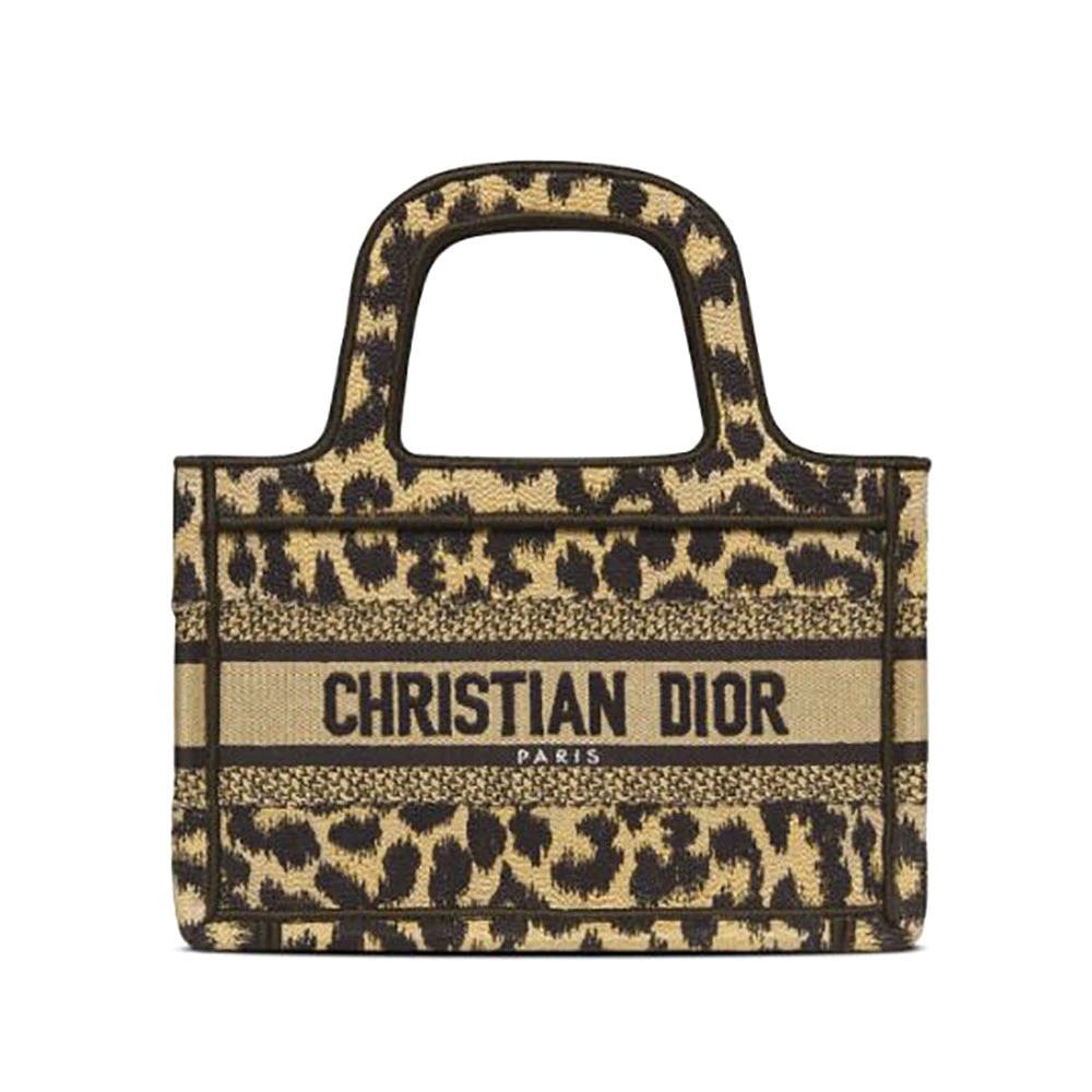TÚI Dior Women Mini Dior Book Tote Beige Multicolor Mizza Embroidery