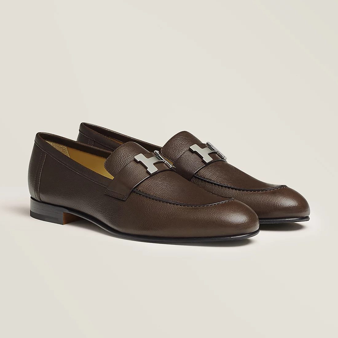 GIÀY HERMES PARIS LOAFER COWHIDE LEATHER BROWN SS2022