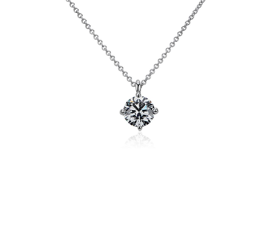 Dây chuyền vàng trắng 18K Au750 Moissanite Diamond  Round Solitaire Pendant Necklace