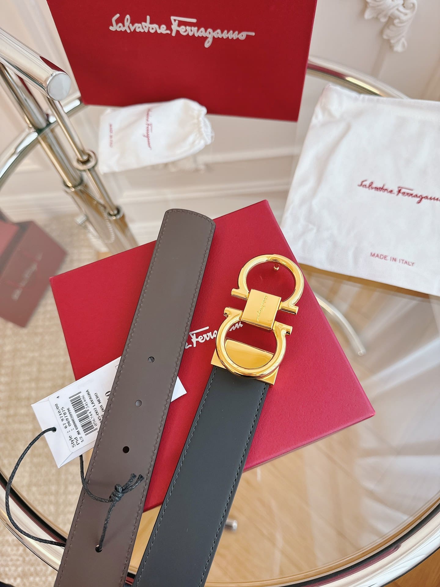 DÂY LƯNG Salvatore Ferragamo Adjustable Gancini Belt Khóa bạc