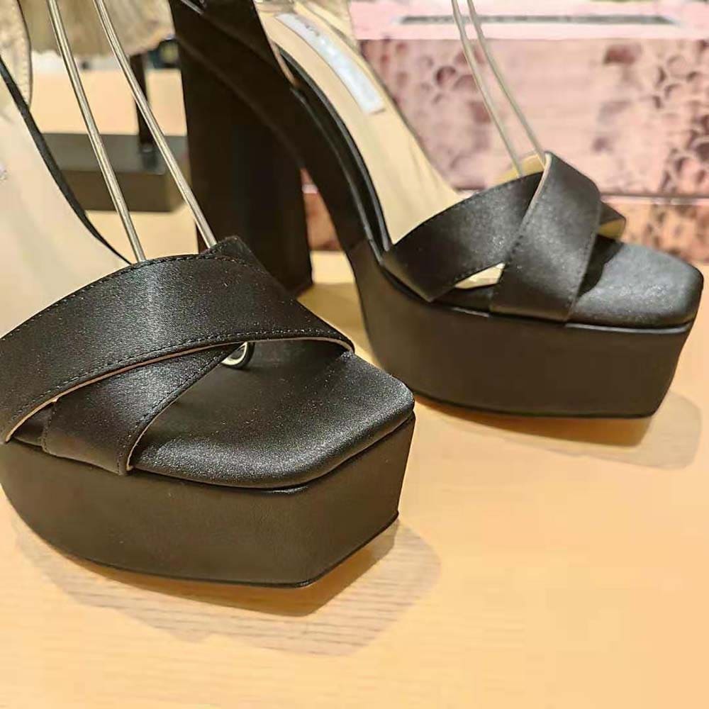 GIÀY Jimmy Choo Women Gaia 140 Black Satin Platform Sandals